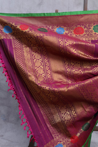 Purple Gadwal Silk Saree - SRPGSS341