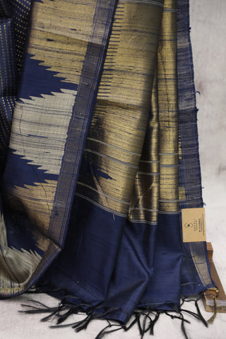 Navy Blue Raw Silk Saree - SRNBRSS01EX