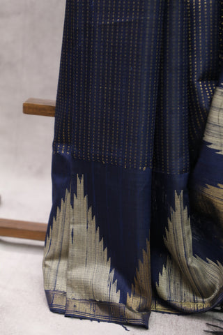 Navy Blue Raw Silk Saree - SRNBRSS01EX