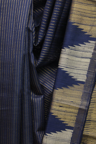 Navy Blue Raw Silk Saree - SRNBRSS01EX