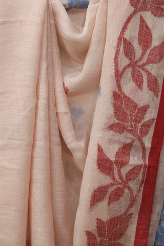 Pink Linen Jamdani Saree -SRPLJS275