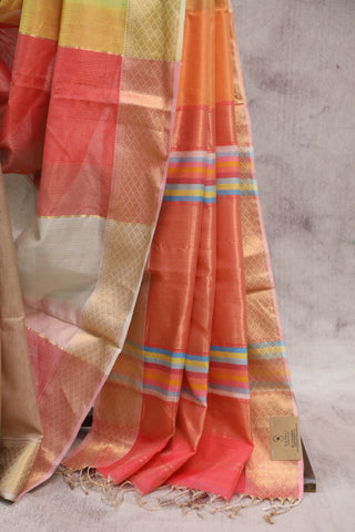 Multicolor Maheshwari Tissue Silk Saree - SRMMTSS226