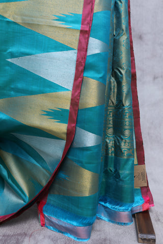 Sea Green Gadwal Silk Saree - SRSGGSS340