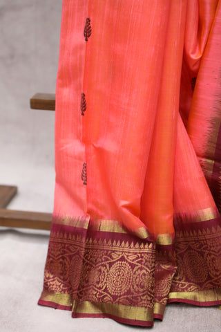 Peach Raw Silk Saree - SROWRSS283