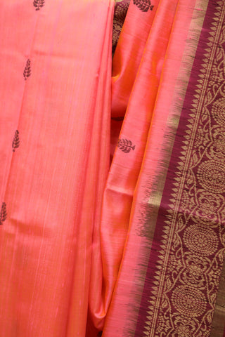 Peach Raw Silk Saree - SROWRSS283