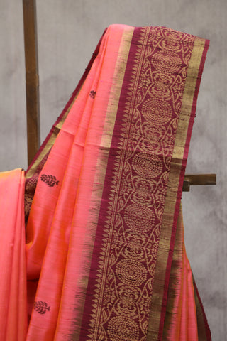 Peach Raw Silk Saree - SROWRSS283