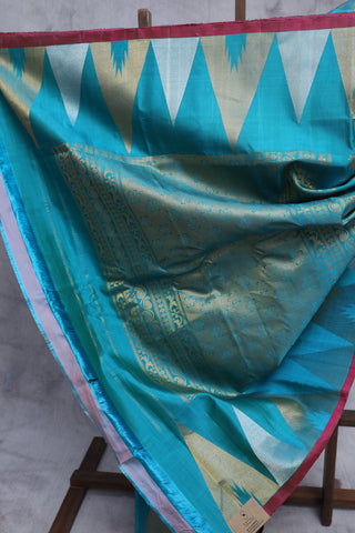 Sea Green Gadwal Silk Saree - SRSGGSS340