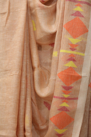 Peach Linen Jamdani Saree -SRPLJS272