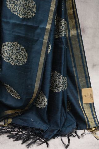 Bottle Green Raw Silk Saree - SRBGRSS02EX