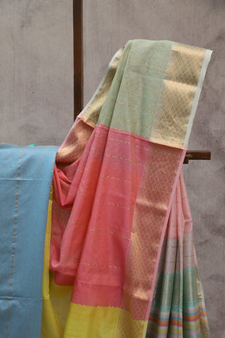 Multicolor Maheshwari Tissue Silk Saree - SRMMTSS224