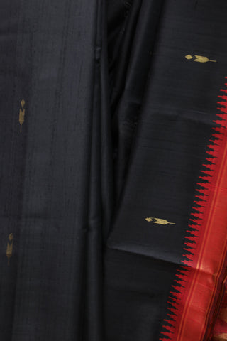 Black Raw Silk Saree - SRBRSS478