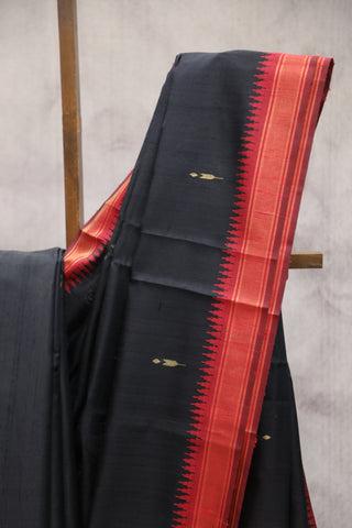 Black Raw Silk Saree - SRBRSS478