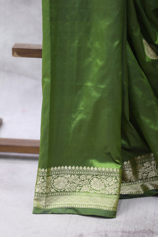 Green Banarasi Silk Saree-SRGBSS544