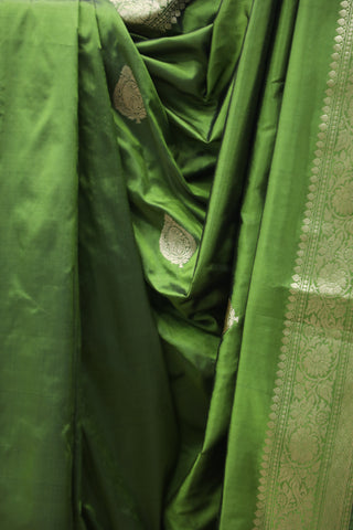 Green Banarasi Silk Saree-SRGBSS544