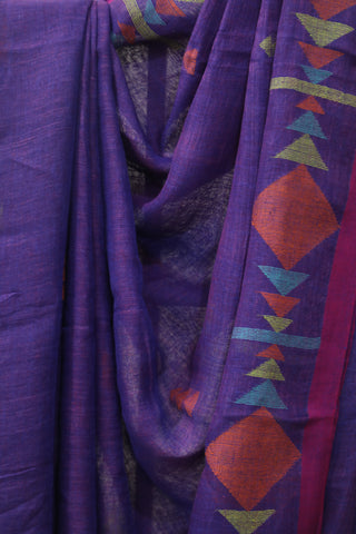 Purple Linen Jamdani Saree -SRPLJS268