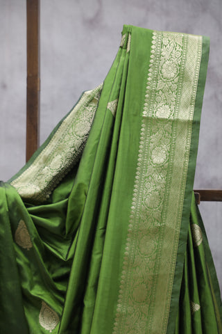 Green Banarasi Silk Saree-SRGBSS544