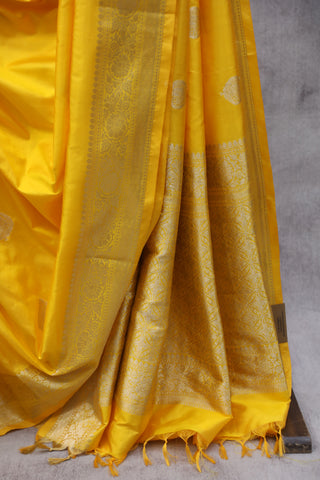 Yellow Banarasi Silk Saree-SRYBSS543