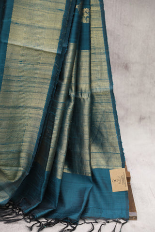 Teal Raw Silk Saree - SRTRSS327