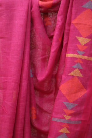 Pink Linen Jamdani Saree -SRPLJS270