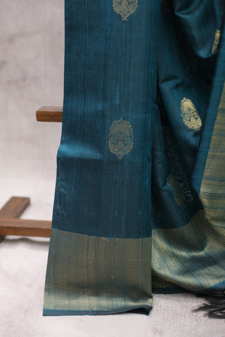 Teal Raw Silk Saree - SRTRSS327