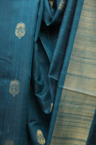 Teal Raw Silk Saree - SRTRSS327