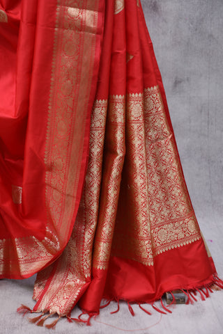 Red Banarasi Silk Saree-SRRBSS546