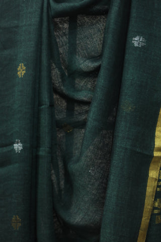 Green Linen Jamdani Saree -SRGLJS273