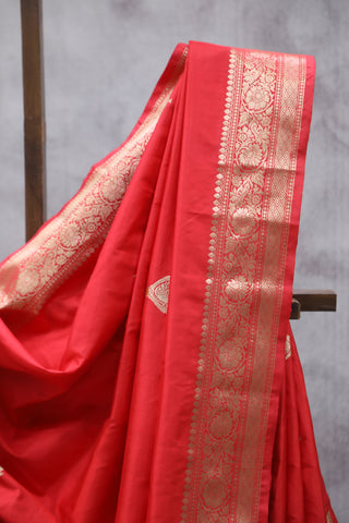 Red Banarasi Silk Saree-SRRBSS546