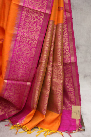 Orange Raw Silk Saree - SRWRSS278