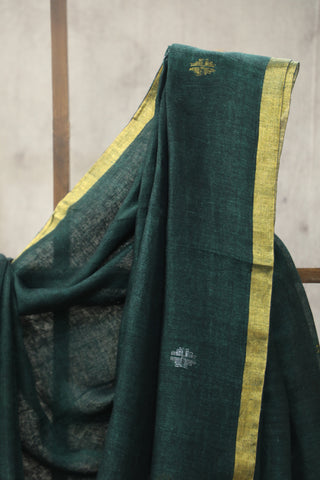 Green Linen Jamdani Saree -SRGLJS273