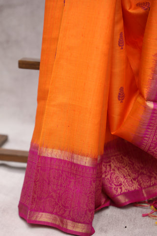 Orange Raw Silk Saree - SRWRSS278