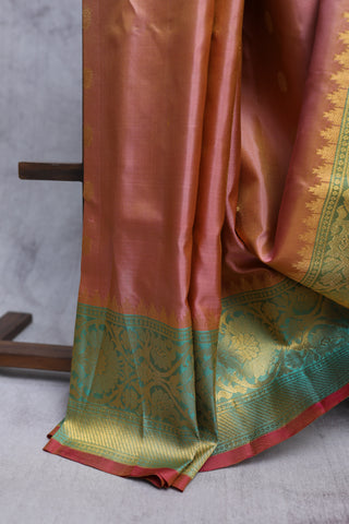 Two Tone Peach Gadwal Silk Saree - SRTTPGSS339