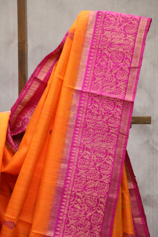 Orange Raw Silk Saree - SRWRSS278