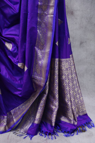 Dark Blue Banarasi Silk Saree-SRDBBSS545