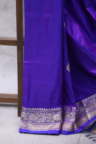 Dark Blue Banarasi Silk Saree-SRDBBSS545