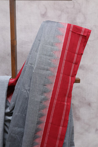 Dark Grey Kanchi Cotton Saree-SRDGKCS144