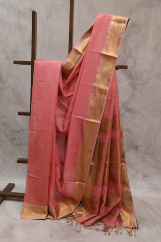 Peach Silk Maheshwari Saree -SRPSMS134