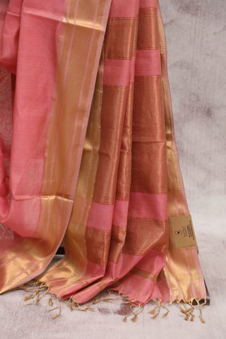 Peach Silk Maheshwari Saree -SRPSMS134