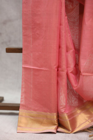 Peach Silk Maheshwari Saree -SRPSMS134