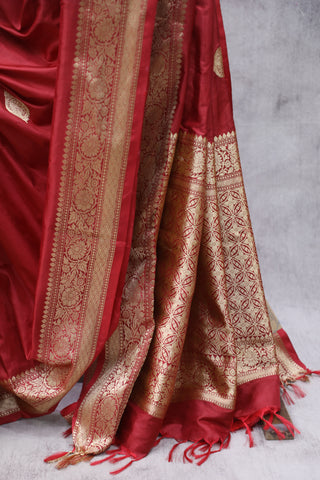 Maroon Banarasi Silk Saree-SRMBSS541