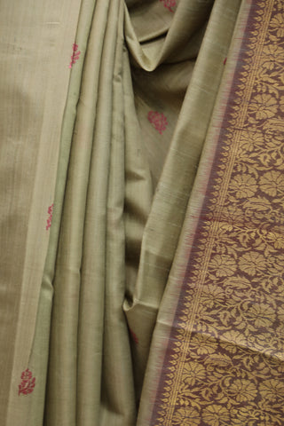 Light Olive Raw Silk Saree-SRLORSS250