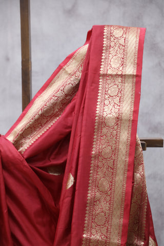 Maroon Banarasi Silk Saree-SRMBSS541