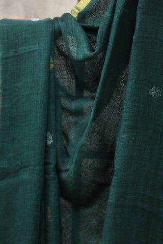 Green Linen Jamdani Saree -SRGLJS276