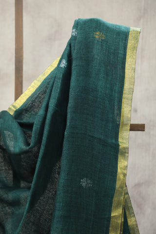 Green Linen Jamdani Saree -SRGLJS276