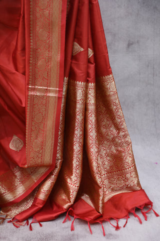 Red Banarasi Silk Saree-SRRBSS542