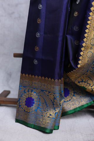 Dark Blue Gadwal Silk Saree - SRDBGSS274