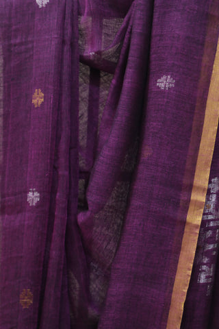 Purple Linen Jamdani Saree -SRPLJS250