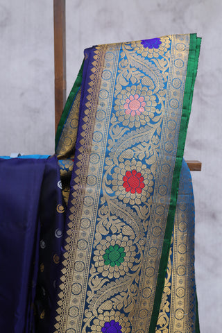 Dark Blue Gadwal Silk Saree - SRDBGSS274