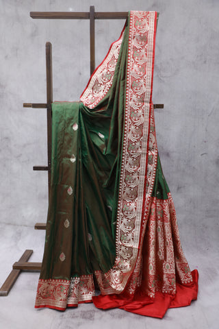 Two Tone Green Banarasi Silk Saree - SRTTGBSS548