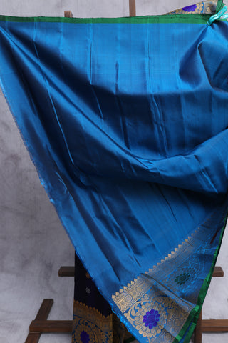 Dark Blue Gadwal Silk Saree - SRDBGSS274